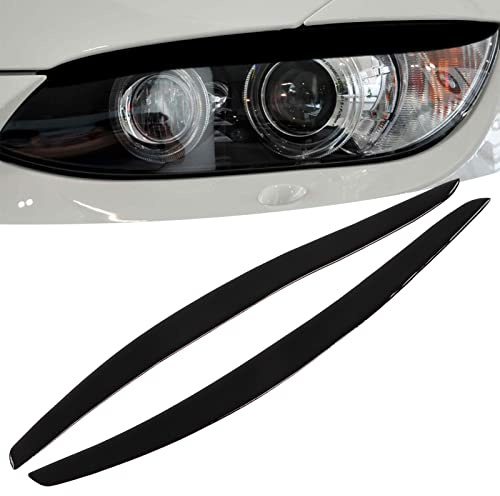 KIMISS 2 Stück Scheinwerfer Augenbraue， Scheinwerfer-Augendeckel, Glänzend Schwarze Zierleiste Vorne Links Rechts für 3er Coupé E92 2006‑2012