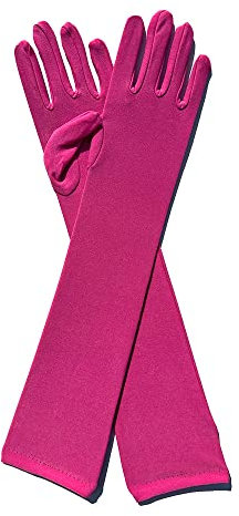 PTNKUIIY Guanti da sera lunghi da donna, in seta lattea, guanti elastici a gomito per donne, stile anni '20, carnevale, danza, rosa