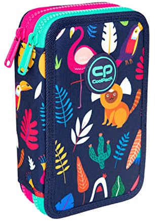 COOLPACK 2-fache Federtasche Federmappe Federmäppchen Lady Color 35-teilig gefüllte Schüleretui Stifte und Pinsel Fanartikel inkl. Aufgabenheft Federbox Etui Stiftetasche Schlamper-Etui Schul-Etui