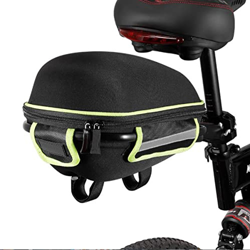 Mountain Road MTB Fahrrad Kohlefaser Satteltasche – wasserdichte Fahrradsatteltasche – Fahrradkoffer mit Regenschutz und Halterung (grün)