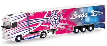Herpa Maquette Camion DAF XG+ Kühlkoffer-Sattelzug Longa (Italien/Luzzana, échelle 1/87, Model Allemand, pièce de Collection, Figurine Plastique