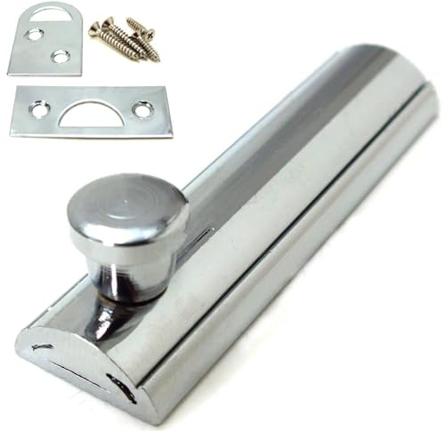Door Bolt 63mm Polished Chrome Flat Slide Lock for Internal Doors Cupboards Cabinets with Screws (1 Pack)