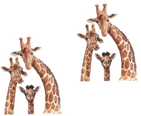 ABOOFAN 2 Bögen Aufkleber Kinderzimmer-Dekoration Hausdekoration Für Zuhause Mädchenzimmer-Wanddekoration Giraffen-Wandkunst Für Zuhause Wildtier-Wandaufkleber