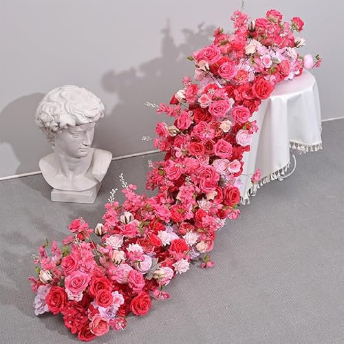 Künstliche Blumengirlanden, Eukalyptus-Girlanden, Pfingstrosen-Blumenranken, Seiden-Rosenranken für Hochzeit, Bogen, Tisch, Wand, Hintergrund, Party, Heimdekoration, C-200 x 45 cm Decoration