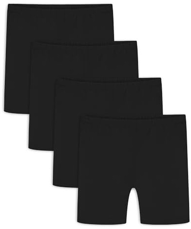 Auranso Girls Bike Shorts Cartwheel Cotton Biker Dance Under Dress Shorts Kids Clothes 4 Pack Black 10-12 Years