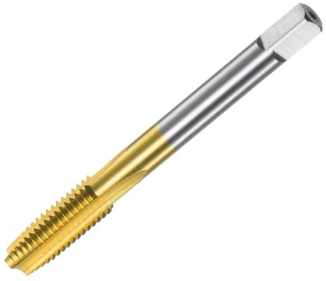sourcing map Metric Thread Tap M8 x 1.25 H2 120mm Extra Long Titanium Coated M35 High Speed Steel Straight Flute Screw Thread Milling Machine Taps Threading Tapping Repair Tool