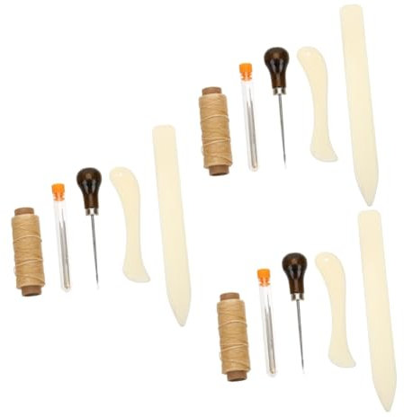 VILLCASE 3sätze Lederverarbeitungswerkzeugen Diy Buchbindeset Mit Ahle Gewachstem Garn Und Nadeln Für Handgefertigte Produkte Teiliges Set Für Kreative Projekte Leder