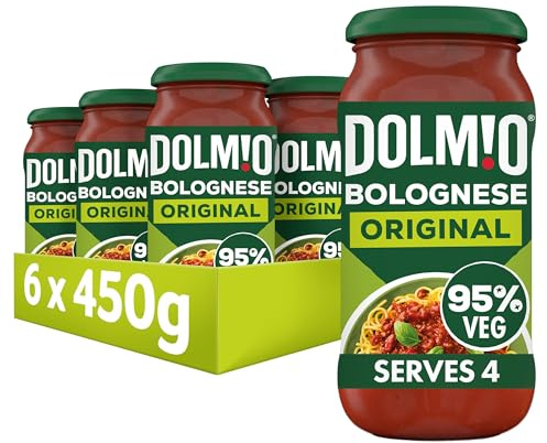 Dolmio Bolognese Original Pasta Sauce Jar, 6 x 450g, Multipack | Sauce for spaghetti bolognese, perfect for a family meal. Free from artifical colours, suitable for vegetarians, serves 4