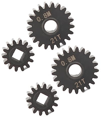 Jenngaoo 4 Stück Portal Achsgetriebe, Stahl Metall Portal Antriebsgetriebe Set, 21 Zähne Stirnrad und 14 Zähne Ritzel für SCX10 III 1/10 RC Crawler, Upgrades, Teile, Zubehör