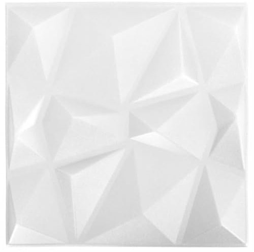 340585 Lot de 12 panneaux muraux 3D 50 x 50 cm Diamant Blanc 3 m²