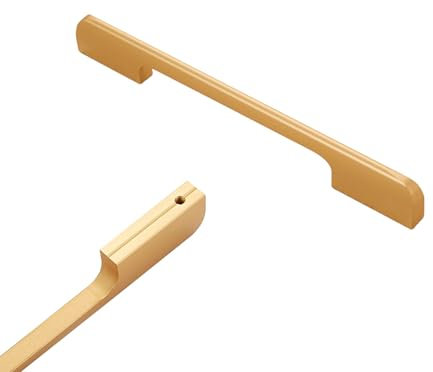 SZLXJMFL Küchengriffe Gold Matt, 2 Stück Möbelgriffe Aluminiumlegierung Griffen | Eloxierte, Schubladengriffe Lochabstand: 96-1160 mm Schrankgriffe Goldfarben Griffe für Kleiderschrank 256mm/10.1in