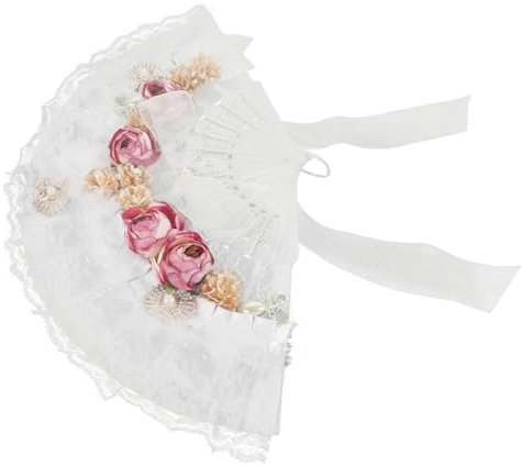 Cabilock Handfächer Für Die Hochzeit Spitzenfächer Mit Blumenrand Exquisiter Brautfächer Im Europäischen Stil Mit