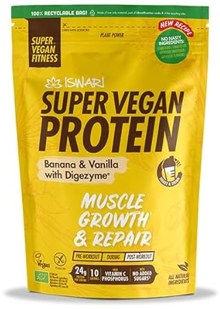 SUPER VEGAN PROTEIN FITNESS platano-vainilla – s’intègre facilement dans une routine de tous les jours, produit spécialisé pour un usage quotidien, poids 350 g et associe fonctionnalité pratique et se