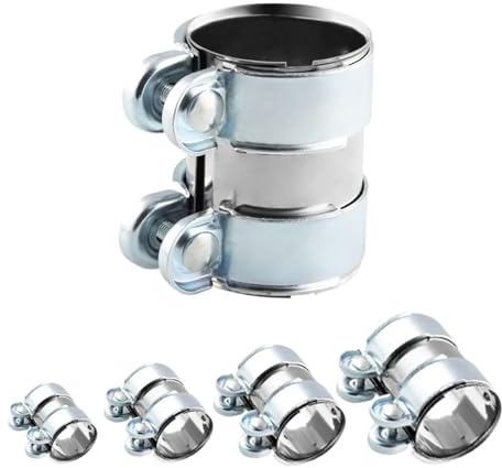 Exhaust Clamp Stainless Steel 45mm 50mm 55mm 60mm 65mm 70mm 76mm Exhaust Tube Pipe Connector Joiner Sleeve Clamp Adjustable Tip(45mm(1.77 in))
