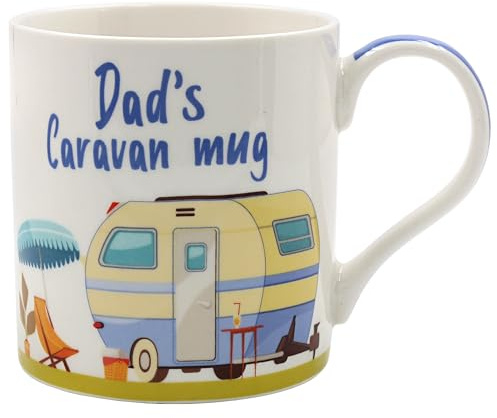 THE Leonardo Collection Dad's Caravan Mug, Tea and Coffee Mugs for Hot Drinks | Fine China Printed Mugs for Kitchen & Home | Reusable Ceramic Cups for Every Occasion | Birthday Gifts for Women & Men