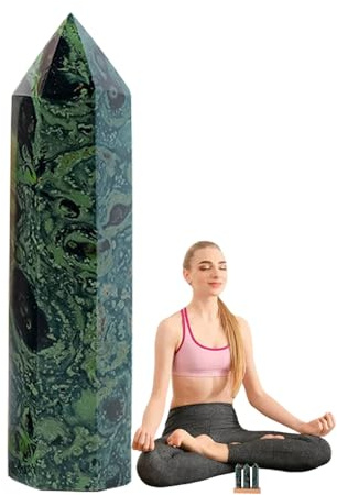Genérico Piedra De Malaquita - Cristales Y Piedras De Malaquita En De Columna | Gema De Equilibrio Energético Ornamentos De Mesa para Sala Estudio Dormitorio
