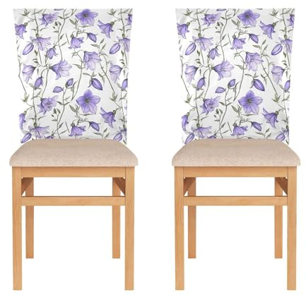KLL Chair Cover for Hotel Seat Covers for Dining Room Chairs Set of 6 Anti-Dust Party Chair Covers Sweden Campanula Rotundifolia Beauty Summer Flowers