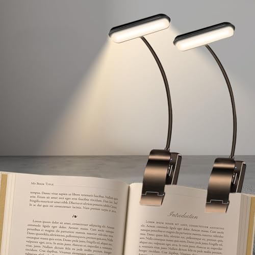 YverLand Leselampe mit Clip und 5 LEDs, 360° verstellbarer flexibler Hals, 3 AAA-Batterien NICHT enthalten, tragbare Nachtlampe für Bett, Schreibtisch, Kinder, Lernen (3 AAA NICHT enthalten x 2)