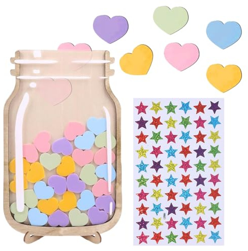 OUDQFCJ Bocal de Récompense pour Enfants Système de Récompense Positive Tableau pour Garçons Filles avec Autocollants Étoiles (Cœurs)