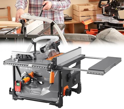 Mini Sierra Circular de Mesa With Extendable Side Table Sierra de Mesa para Madera 98% Dust Collection Rate Adjustable Cutting Depth Angle 2000w with 216mm Saw Blade