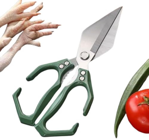 Multifunctional Heavy-Duty Kitchen Shears, Poultry Shears with Ergonomic Handle, 2 in 1 Kitchen Scissors, Ultra Sharp, for Chicken, Meat, Seafood, Bone Cutting