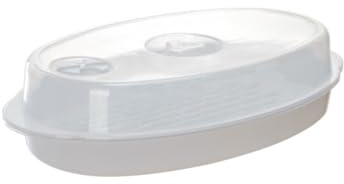 FIXOSHEE Assiette de Cuisson Vapeur pour Poisson avec Couvercle Compatible Micro-ondes Polyvalente et Pratique pour et Conservation de Humidité