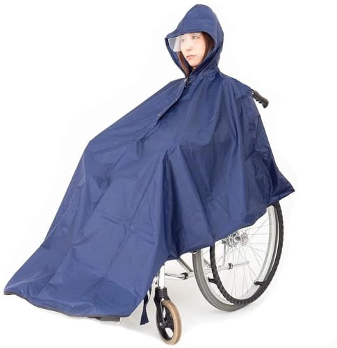 Rollstuhl-Poncho, Outdoor, Camping, Reisen, verstellbar, tragbar, wasserdicht, wiederverwendbar, Poncho mit Kapuze über Rollstuhl-Regenschutz