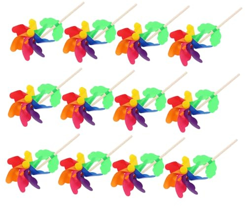INOOMP 12 Pièces Moulin à Vent Arc-en-Ciel pour Jardin Décorations Fleuries pour Garçon Fille Jouets De Cour avec Couleurs Lumineuses