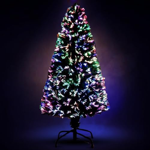 KKTECH Fiber Optic Green Christmas tree Colour changing multicolour with stand Artificial Xmas Tree Decoration for Home, Office & Parties (6ft 180cm)