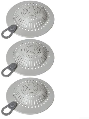 3 filtri per scarico doccia in silicone con doppio sistema di filtraggio e fondo antiscivolo per protezione dello scarico di doccia e vasca (grigio, 3 pezzi)