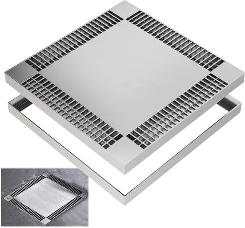 SXYCKRUI Grille Caillebotis Carrées Extérieures avec Cadre, Grille Evacuation Eau Exterieur en Acier Inoxydable, Caniveau Exterieur Encastré pour Allée, Béton, Cour(40 * 40 * 5cm/16 * 16 * 2in)