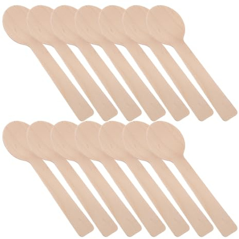 Lot de 100 Mini Cuillères en Bois de Bouleau 10 CM Petites Cuillères à Miel Confiture et Épices Écologiques pour Cafés Restaurants et Réceptions pour Dégustation et