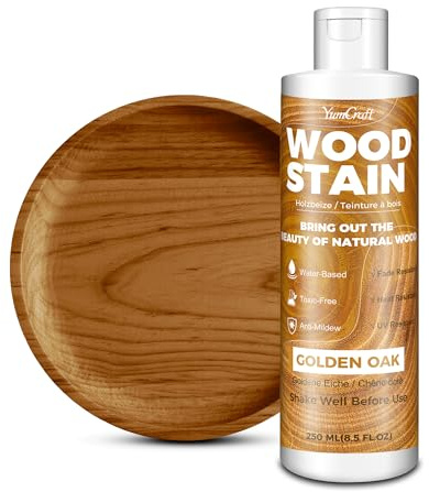 Water Based Wood Stain Golden Oak 8.5oz/250ml, Matte Fast Drying Stain, Low Odor Non-Toxic Indoor Outdoor Wood Paint for Furniture, Cabinet, Door, Window, Wardrobe, Paneling, Trim & Multiple Finishes