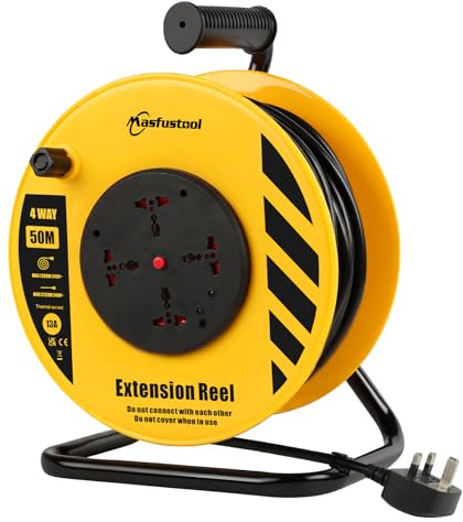 50M Extension Outdoor or Indoor Lead, 4 Socket Extension Reel