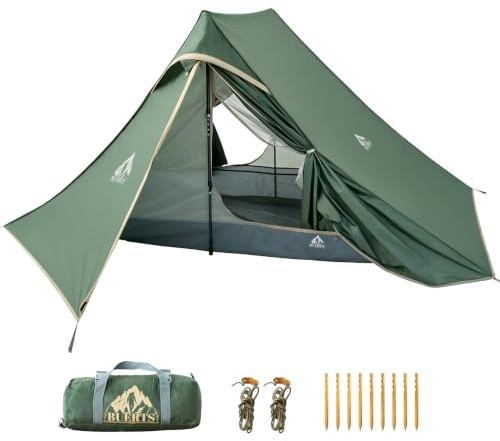 Ultralight Trekking Pole Tent,4-Season Waterproof Backpacking Tent for Scouts&Trekker,Easy Setup Shelter for Outdoor Hiking,Climbing and Camping(No Trekking Poles) (GREEN 2 person)