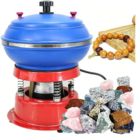 Generico Lucidatrice A Tamburo Vibrante con Vasca in Gomma 3L,Buratto Elettrico per Pietre da 900W per Gioielli, Monete E Componenti Metallici per Uso Hobby