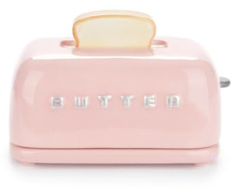 Balvi Burriera Toasty Colore rosa Portaburro in ceramica a forma di tostapane vintage Capacità 125 g,