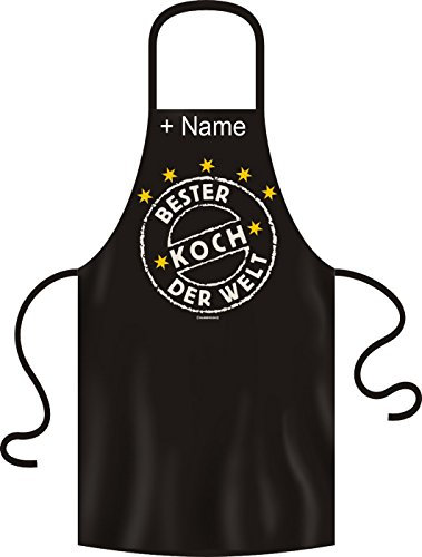 Tini - Shirts Lustige Grillschürze mit ihrem Wunschnamen unisex: Bester Koch der Welt! schwarze Kochschürze mit Namen !!