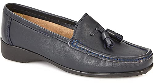 Pavers Womens Leather Tassel Loafers | Loafer Shoe | Block Heel