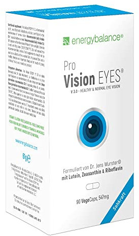 Pro Vision EYES - Augenvitamine Kapseln - Altersbedingte Makuladegeneration (AMD)- 90 VegeCaps à 547 mg mit Vitamin A, C, Zink, Riboflavin - von EnergyBalance - Qualität aus der Schweiz