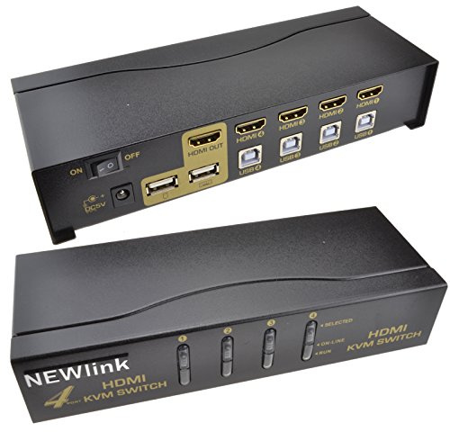 kenable KVM 4 Port USB HDMI Switch Control 4 PCs with 1 Keyboard Mouse