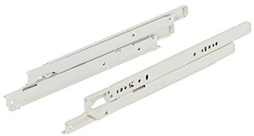 Gedotec Guida per cassetti a estrazione totale 650 mm Guida a rotelle per montaggio su superficie | Guide robuste con portata 50 kg | RAL 9001 bianco | MADE IN AUSTRIA
