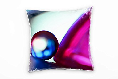 Paul Sinus Art Macro, Murmel, pink, blau Deko Kissen 40x40cm für Couch Sofa Lounge Zierkissen - Dekoration zum Wohlfühlen