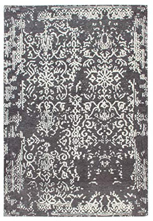 KADIMA DESIGN Jacquard-gewebter Flachflorteppich Iver 120 x 170 cm Grau/Anthrazit 70% Baumwolle, 30% Polyester-Chenille Handgewebt