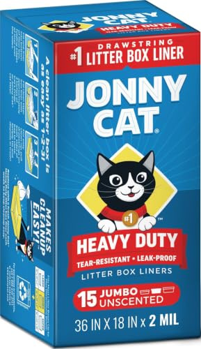 Jonny Cat Litter Box Liners Heavy Duty, Tear & Leak Resistant Jumbo 15ct