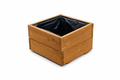 FKL DESIGN Home Deco Jardinière en Bois, Cache-Pot pour Jardin, terrasse, Caisse en Bois imprégné D26 (Chêne, 40x40x28 cm)