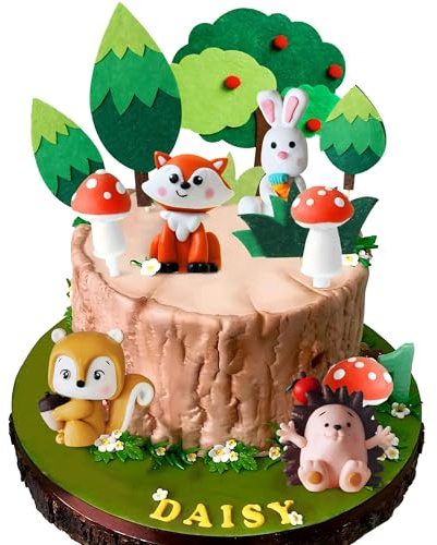 JeVenis Luxus Waldtiere Partyzubehör Wald-Babyparty Kuchendekorationen Waldtiere Kuchendekorationen Tiere Kuchendekoration Igel Eichhörnchen Fuchs Kuchendekoration