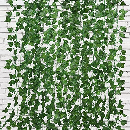 RECUTMS 24 Pcs Artificial Greenery Foliage Ivy Vines for Wall Decor 173FT | Fake Hanging Leaf Garland made of plastic, ideal for Bedroom Balcony Hotel Garden and Indoor Outdoor