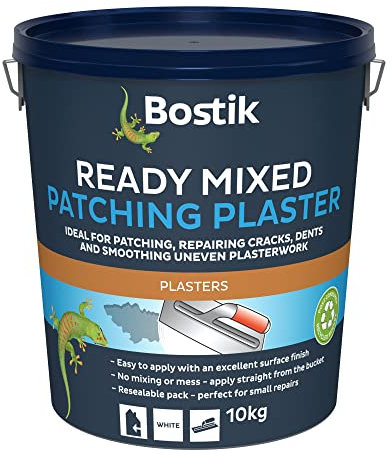Bostik Ready Mixed Patching Plaster White - 10kg -Ready to Use - Ideal for Patching - Apply Straight From The Bucket - Repairing Cracks - Dents and Smoothing Uneven Plasterwork
