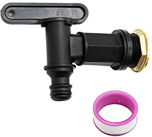Water Butt Tap Hosepipe Rain Barrel/ ¾ BSP Thread Replacement Tap Plastic Snap-Fit Connector Beer Home Brew,with 1 roll Flex Seal Tape